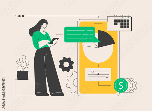 Mobile expense management abstract concept vector illustration.