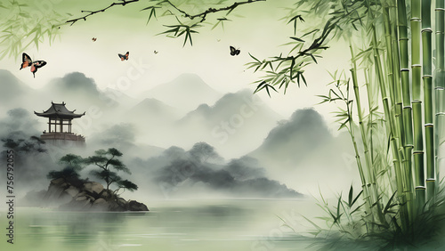 ching ming Festival painting for design background 17 photo