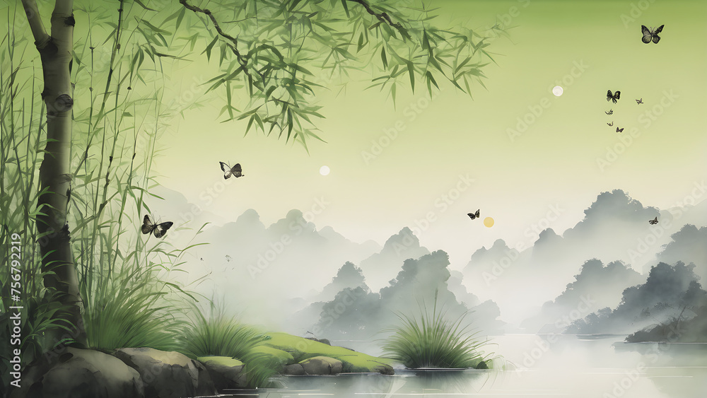 ching ming Festival painting for design background 22