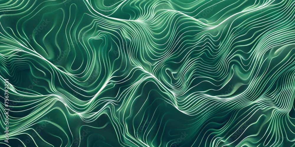 A green wave with white lines - stock background.