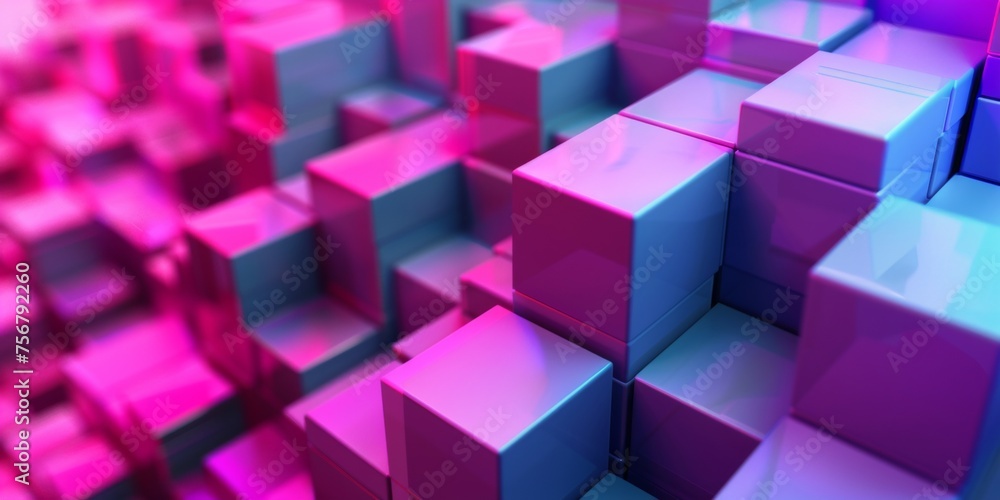 A colorful image of pink and blue cubes arranged in a pattern - stock background. A colorful image of pink and blue cubes arranged in a pattern - stock background.