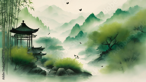 ching ming Festival painting for design background 21