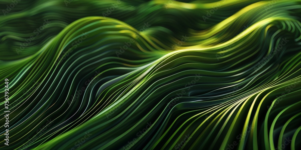 A green wave with many lines - stock background. A green wave with many lines - stock background.