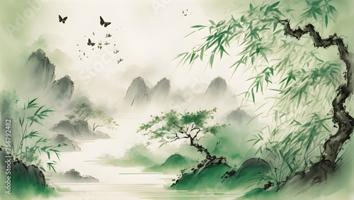ching ming Festival painting for design background 29