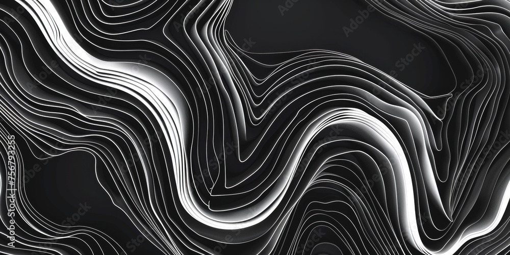 A black and white image of a wave with white lines - stock background. A black and white image of a wave with white lines - stock background.