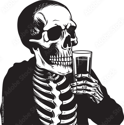 Unveil the Mystery: Drunken Skeleton Logo Vector Crafted Spirit of Creativity: Drunken Skeleton Vector Black Logo Icon
