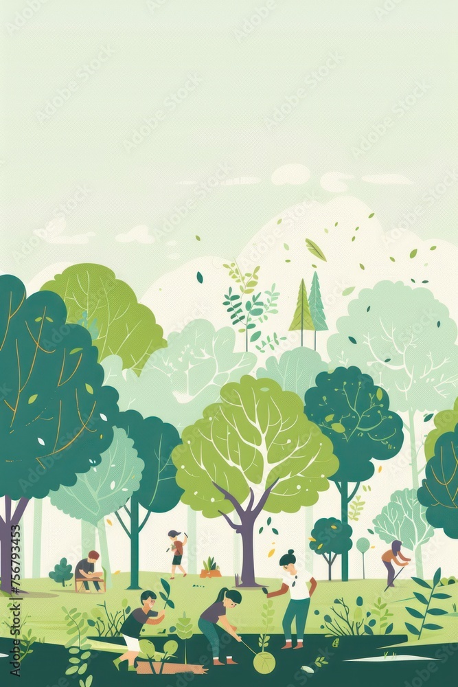 Arbor Day banner. Flat illustration Ready-made template for Banners, Postcards, etc - obrazy, fototapety, plakaty 