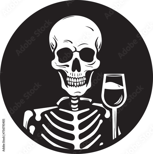 Drunken Skeleton: Bringing Elegance to Vector Black Logo Spirit of Design: Drunken Skeleton Logo Vector Crafted