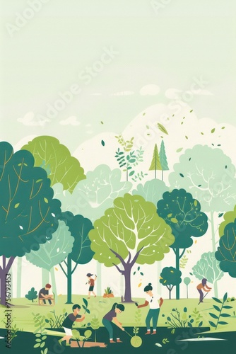 Arbor Day banner. Flat illustration Ready-made template for Banners, Postcards, etc photo