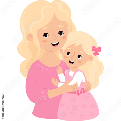 Cute mother blonde with daughter