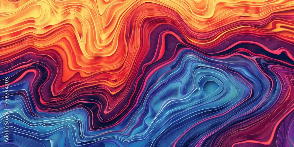 Obraz premium A colorful abstract painting with a blue and red swirl - stock background.