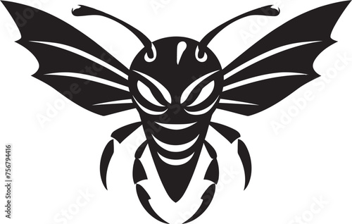 Bold Wings: Hornet Mascot Vector Black Logo Design Power of the Hive: Hornet Mascot Black Logo Icon Unveiled