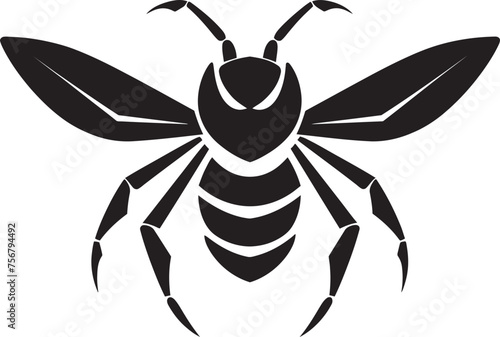 Strike with Precision: Hornet Mascot Vector Icon in Black Unveil the Fury: Hornet Mascot Black Logo Icon