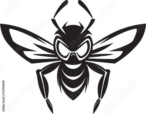 Flight of Excellence: Hornet Mascot Black Logo Icon Crafted Intensity: Hornet Mascot Vector Black Logo