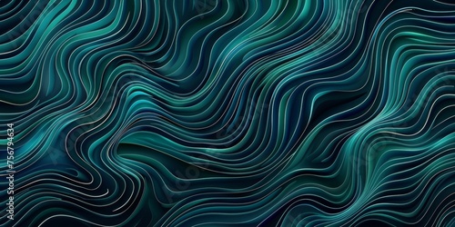 A blue and green wave pattern with many lines - stock background.