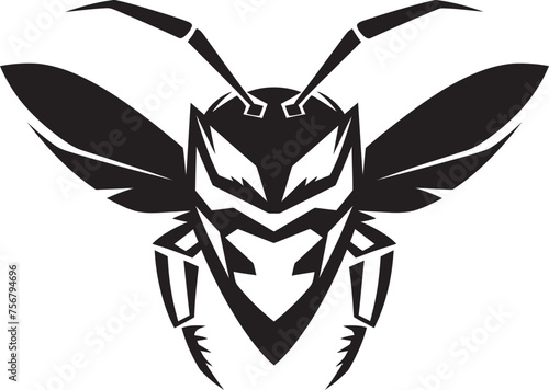 Crafted Intensity: Hornet Mascot Vector Black Logo Sting in Style: Hornet Mascot Black Logo Icon Unveiled