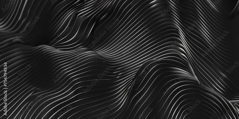 A black and white image of a wave with a lot of lines - stock background.