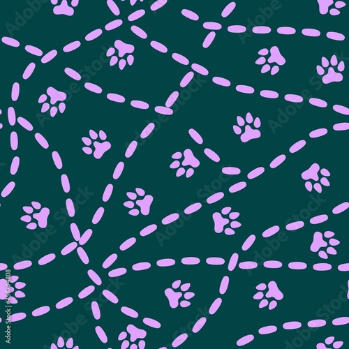 Wallpaper Mural Cartoon animals footprints seamless cat and dogs pattern for wrapping paper and fabrics and linens and summer Torontodigital.ca
