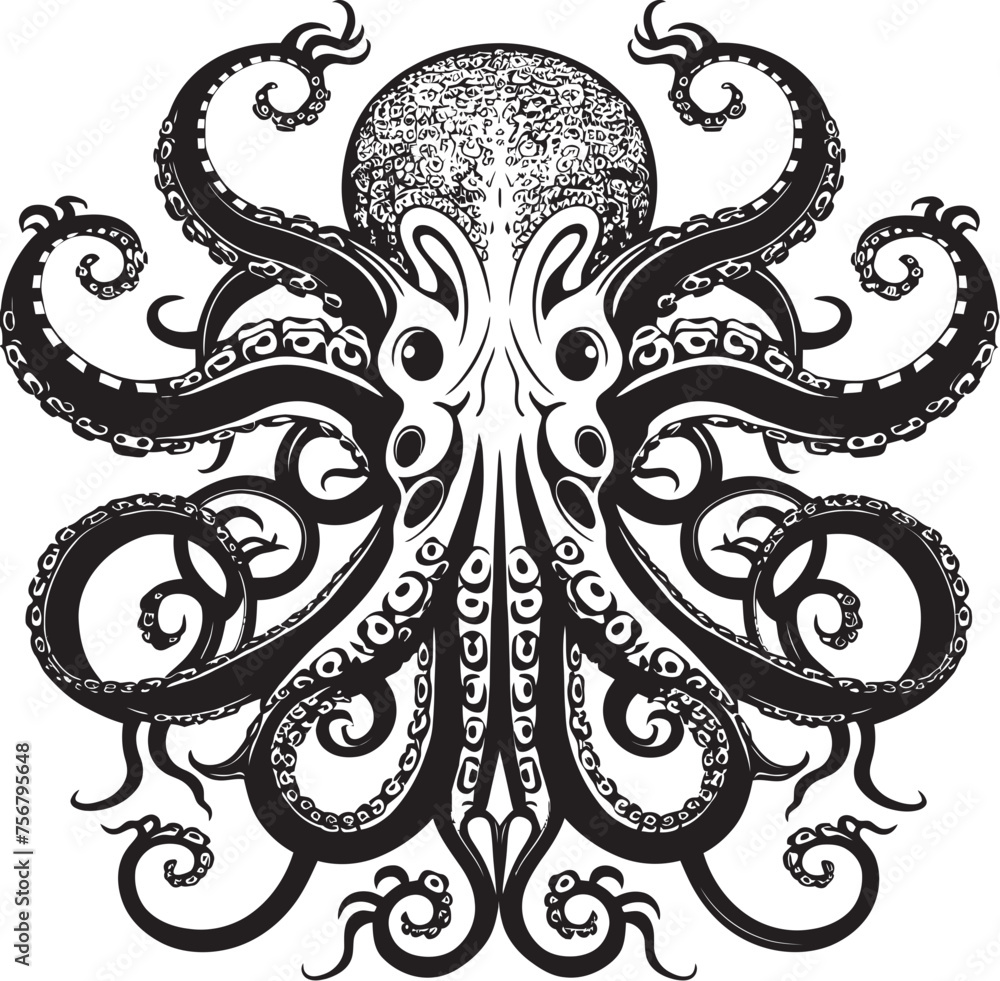Spirals of Wisdom: Octopus Mandala Art Vector Design Ethereal Harmony: Octopus Mandala Black Logo Spirals of Wisdom: Octopus Mandala Art Vector Design Ethereal Harmony: Octopus Mandala Black Logo