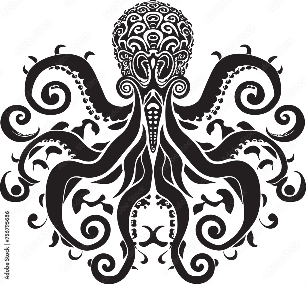 Celestial Spirals: Octopus Mandala Black Logo Design Mystical Meditations: Octopus Mandala Art Vector Icon in Black Celestial Spirals: Octopus Mandala Black Logo Design Mystical Meditations: Octopus Mandala Art Vector Icon in Black