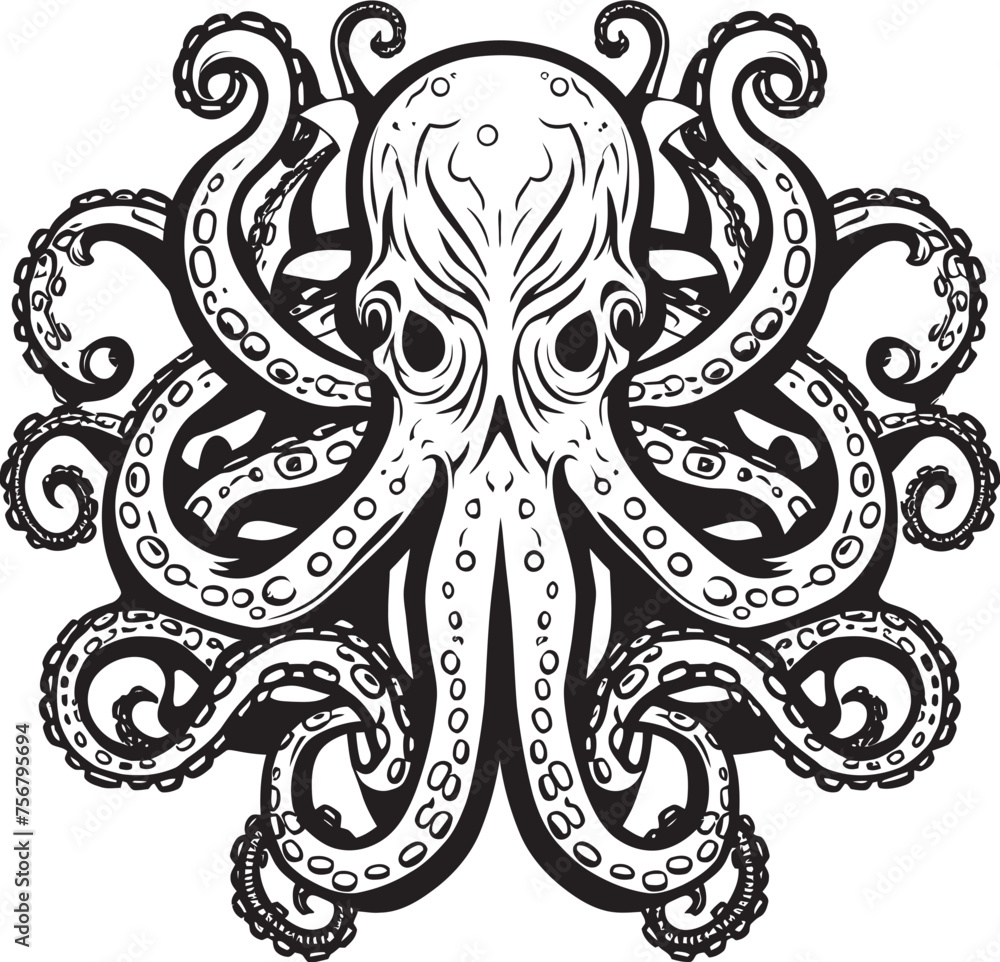 Enigmatic Depths: Octopus Mandala Black Logo Icon Spirals of Wisdom: Octopus Mandala Art Vector Design Enigmatic Depths: Octopus Mandala Black Logo Icon Spirals of Wisdom: Octopus Mandala Art Vector Design