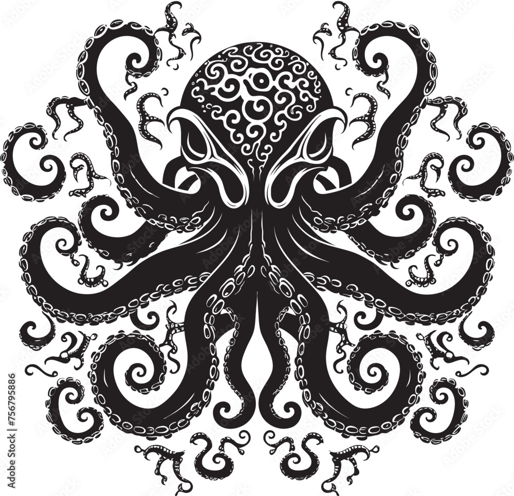 Intricate Elegance: Octopus Mandala Art Vector Icon Enigmatic Depths: Octopus Mandala Black Logo Icon Intricate Elegance: Octopus Mandala Art Vector Icon Enigmatic Depths: Octopus Mandala Black Logo Icon
