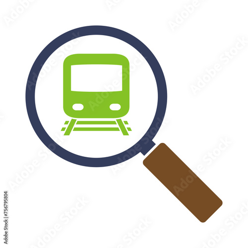 Subway magnifying glass icon. Illustration