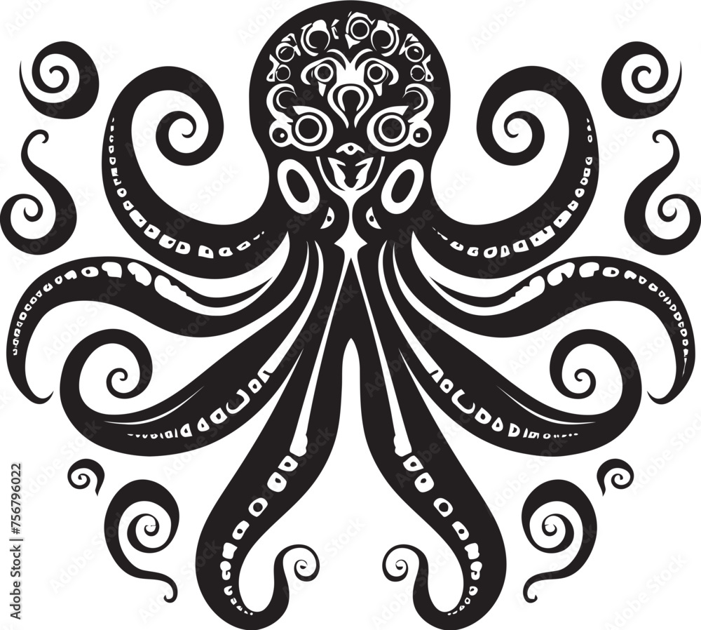 Celestial Spirals: Octopus Mandala Vector Icon in Black Enigmatic Depths: Octopus Mandala Black Logo Icon Celestial Spirals: Octopus Mandala Vector Icon in Black Enigmatic Depths: Octopus Mandala Black Logo Icon