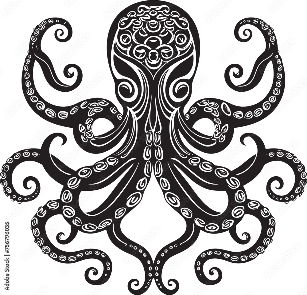 Mystical Meditations: Octopus Mandala Art Vector Design Mystical Octopus Mandala: Vector Black Logo Icon Design Mystical Meditations: Octopus Mandala Art Vector Design Mystical Octopus Mandala: Vector Black Logo Icon Design