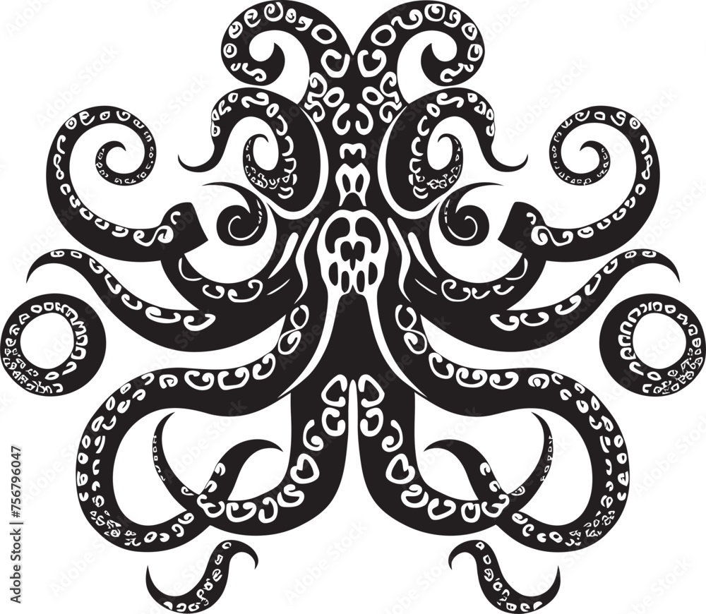 Mystical Octopus Mandala: Vector Black Logo Icon Design Ethereal Harmony: Octopus Mandala Art Vector Black Icon Mystical Octopus Mandala: Vector Black Logo Icon Design Ethereal Harmony: Octopus Mandala Art Vector Black Icon