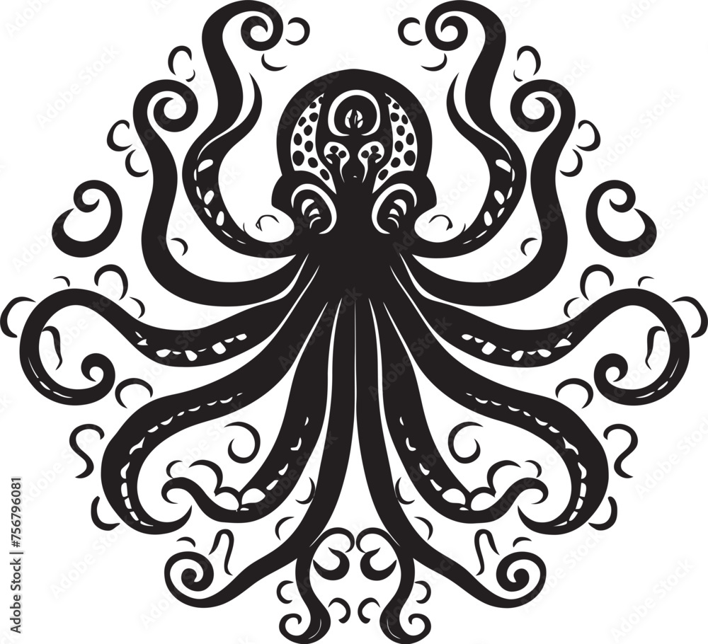 Serene Elegance: Octopus Mandal Art Vector Icon Enigmatic Creation: Octopus Mandal Black Logo Icon Serene Elegance: Octopus Mandal Art Vector Icon Enigmatic Creation: Octopus Mandal Black Logo Icon