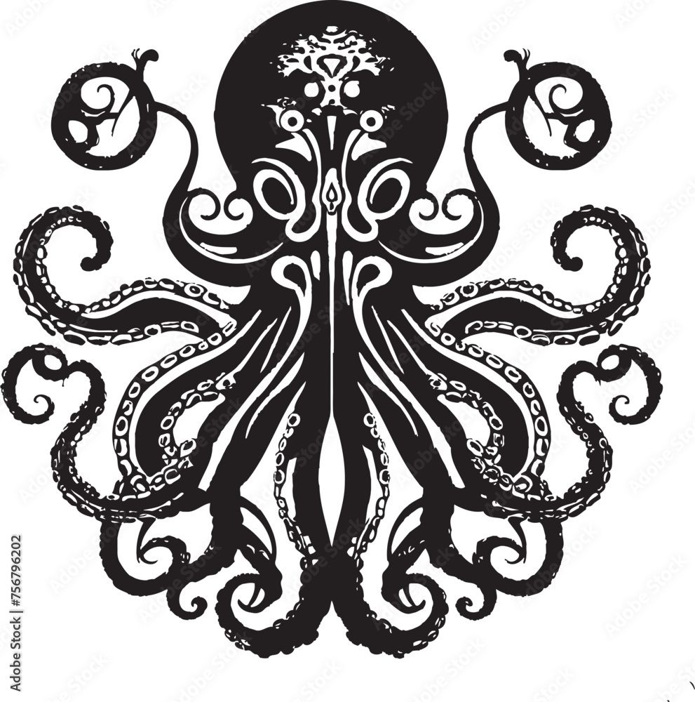 Mystical Tentacles: Octopus Mandal Art Vector Black Logo Icon Intricate Design: Octopus Mandal Art in Black Vector Mystical Tentacles: Octopus Mandal Art Vector Black Logo Icon Intricate Design: Octopus Mandal Art in Black Vector