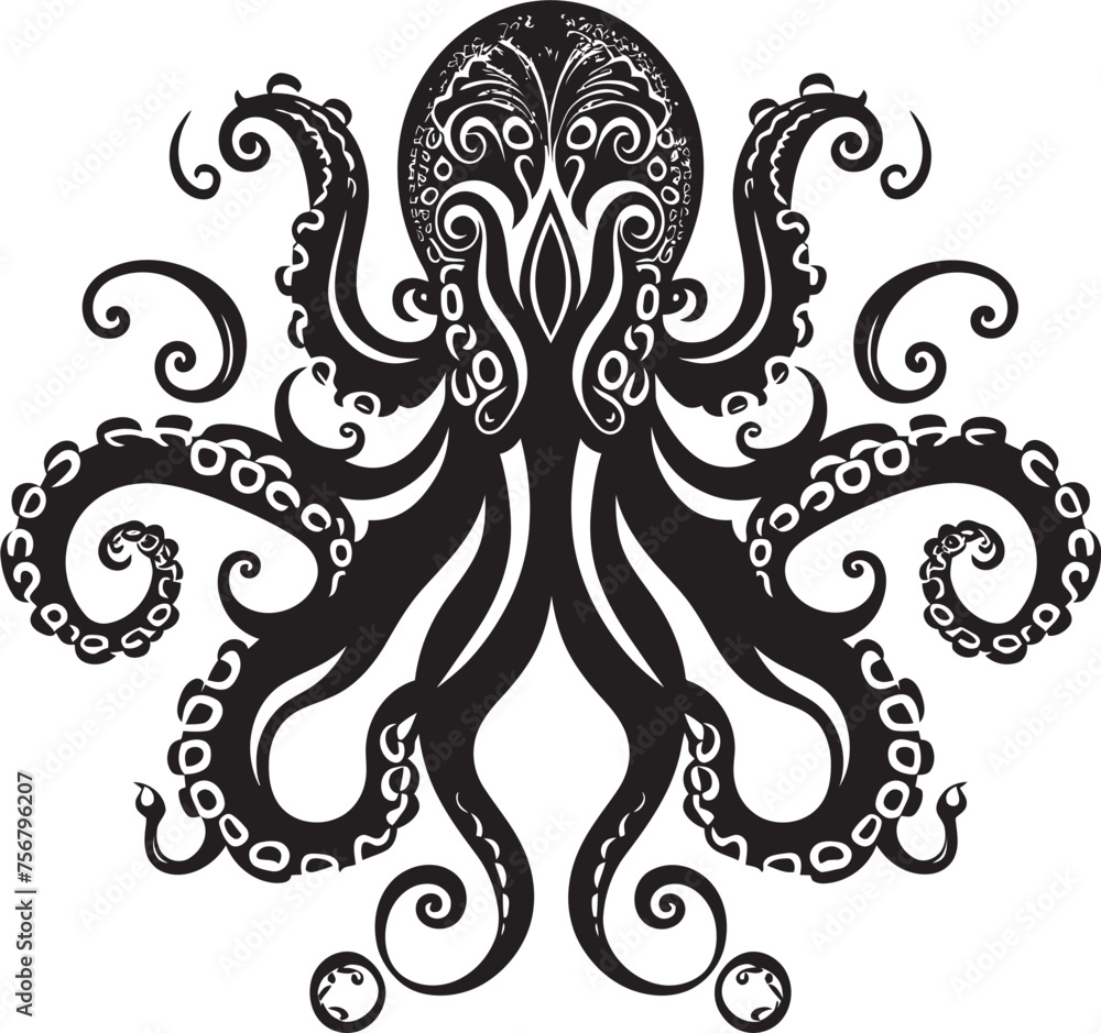 Enigmatic Creation: Octopus Mandal Black Logo Icon Oceanic Harmony: Octopus Mandal Art Vector Design Enigmatic Creation: Octopus Mandal Black Logo Icon Oceanic Harmony: Octopus Mandal Art Vector Design
