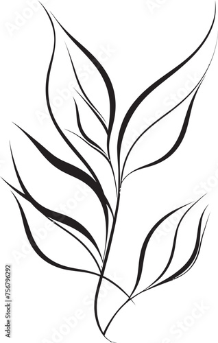 Exotic Foliage Charm: Onekine Tropical Plant Leaves Black Logo Vector Tropical Tranquility: Onekine Exotic Plant Leaves Logo Design © BABBAN