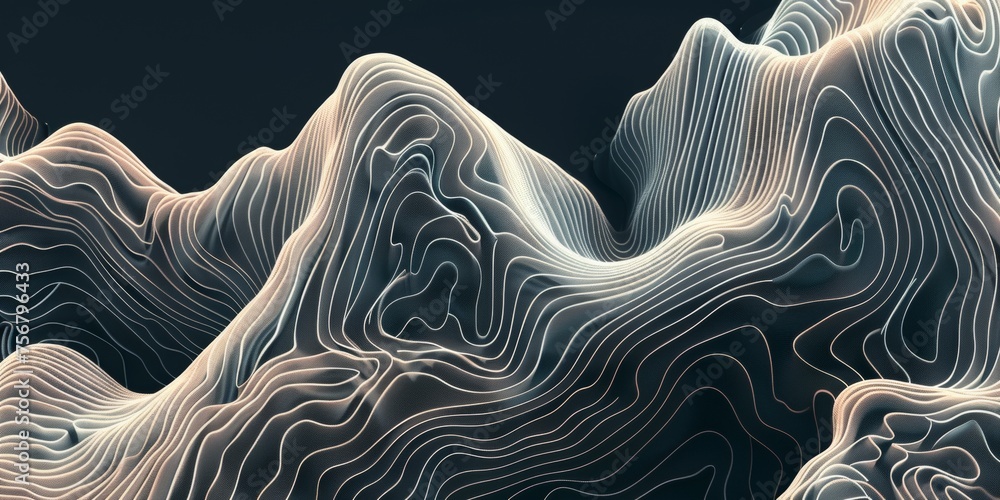 A mountain range with a lot of lines and curves - stock background.
