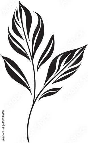 Tropical Serenity: Onekine Exotic Plant Leaves Black Logo Verdant Flora Symphony: Onekine Tropical Leaves Vector Icon Design © BABBAN