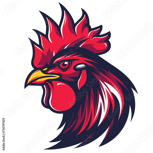 Vector esports logotype rooster on white background, logo rooster, icon rooster, sticker rooster, symbol rooster, emblem rooster, chicken