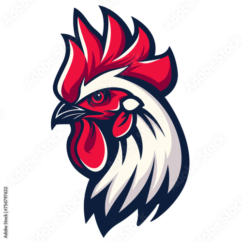 Vector esports logotype rooster on white background, logo rooster, icon rooster, sticker rooster, symbol rooster, emblem rooster, chicken