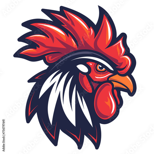 Vector esports logotype rooster on white background, logo rooster, icon rooster, sticker rooster, symbol rooster, emblem rooster, chicken