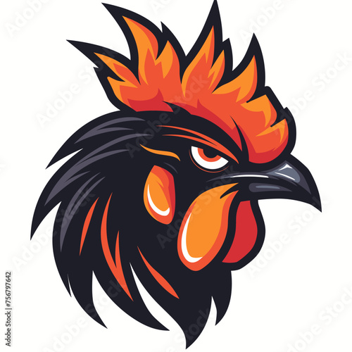 Vector esports logotype rooster on white background, logo rooster, icon rooster, sticker rooster, symbol rooster, emblem rooster, chicken