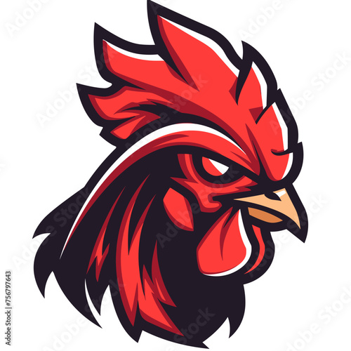 Vector esports logotype rooster on white background, logo rooster, icon rooster, sticker rooster, symbol rooster, emblem rooster, chicken