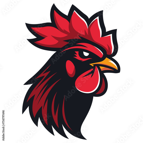 Vector esports logotype rooster on white background, logo rooster, icon rooster, sticker rooster, symbol rooster, emblem rooster, chicken