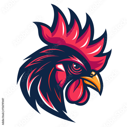 Vector esports logotype rooster on white background, logo rooster, icon rooster, sticker rooster, symbol rooster, emblem rooster, chicken