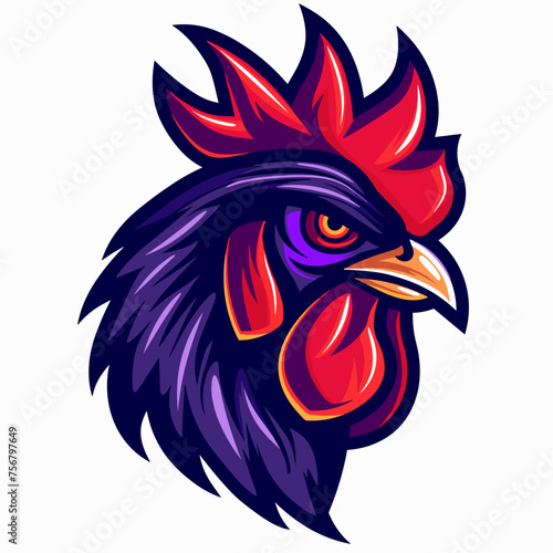 Vector esports logotype rooster on white background, logo rooster, icon rooster, sticker rooster, symbol rooster, emblem rooster, chicken