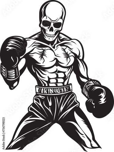 Bone Breaker: Skeleton Boxer Vector Black Logo Death Match: Skeleton Boxing Black Logo Design © BABBAN