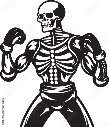 Death Match: Skeleton Boxing Black Logo Design Phantom Pugilist: Skeleton Boxer Vector Black Icon