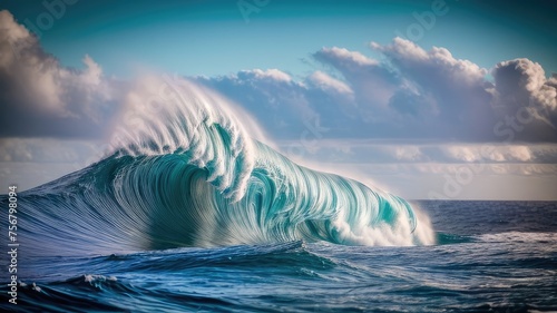 a large wave like a whirlwind on the sea. The strength and power of nature. Adrenaline and danger during a sea adventure. The idea of traveling and surviving in unpredictable conditions