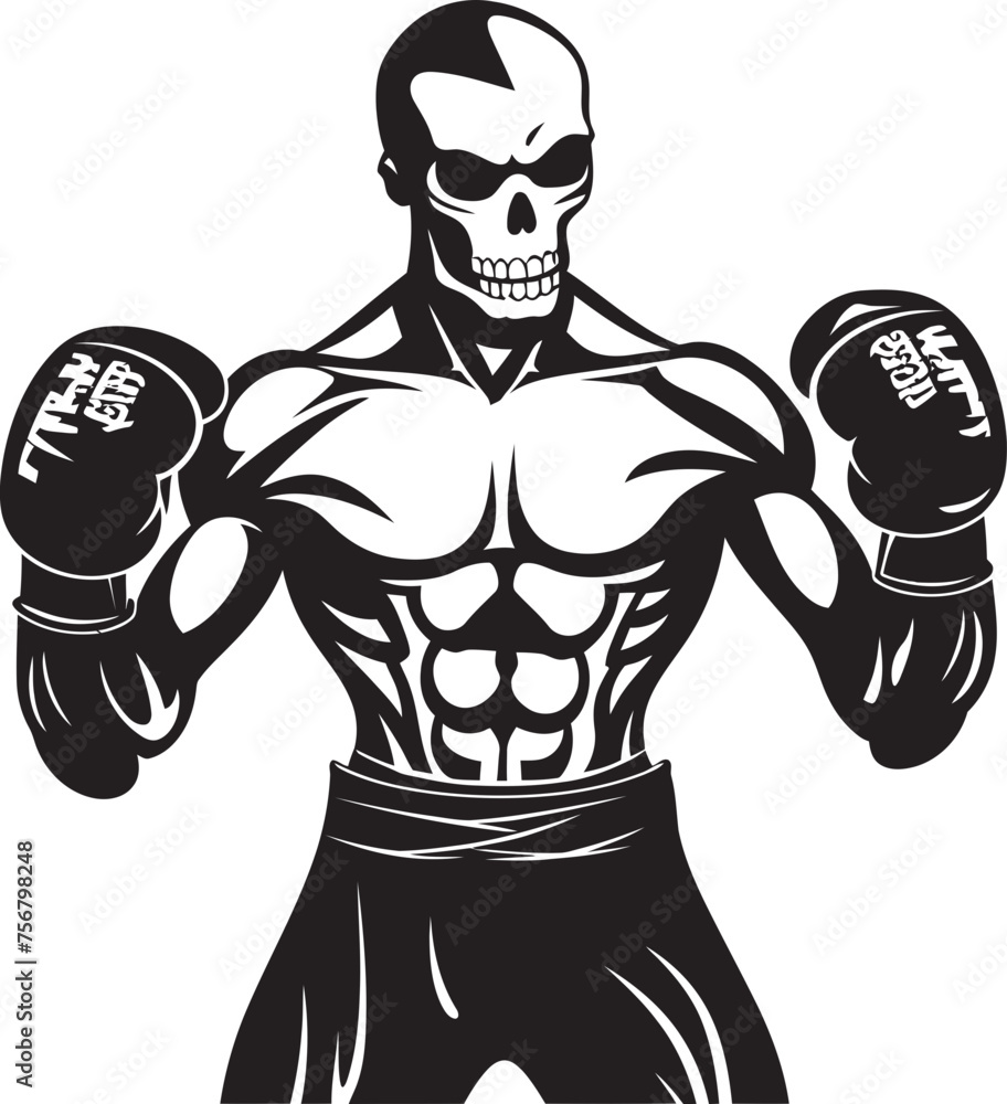 Bone Cruncher: Skeleton Boxing Black Logo Icon Skull Smasher: Skeleton Boxer Vector Design