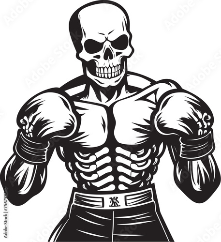 Haunting Hook: Skeleton Boxer Vector Black Logo Bone Cruncher: Skeleton Boxing Black Logo Icon