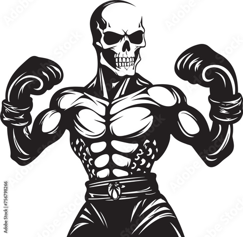 Bone Cruncher: Skeleton Boxing Black Logo Icon Skull Smasher: Skeleton Boxer Vector Design photo
